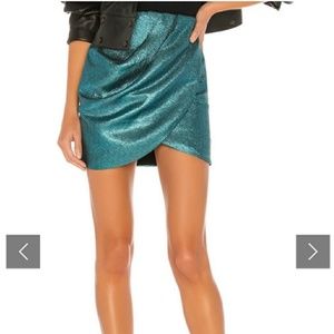 NWT NBD teal sparkly Aphrodite Mini Skirt